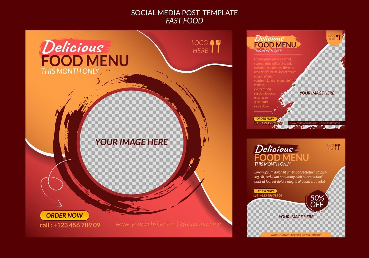 Fast Food - Social Media Post Template Bundle vector