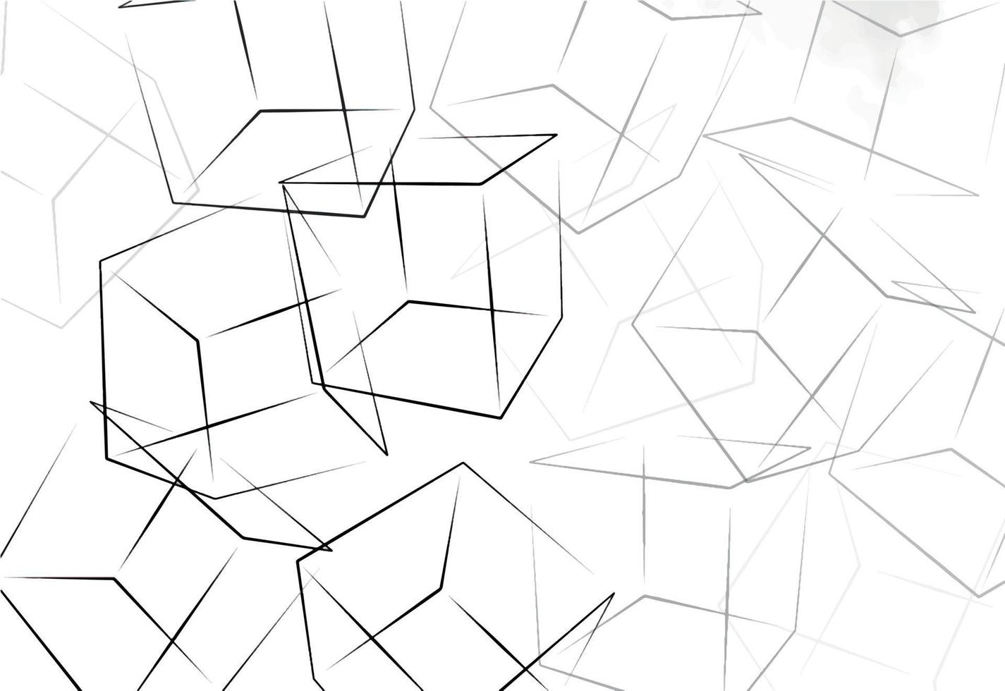 Black and white geometric background with cubes vector