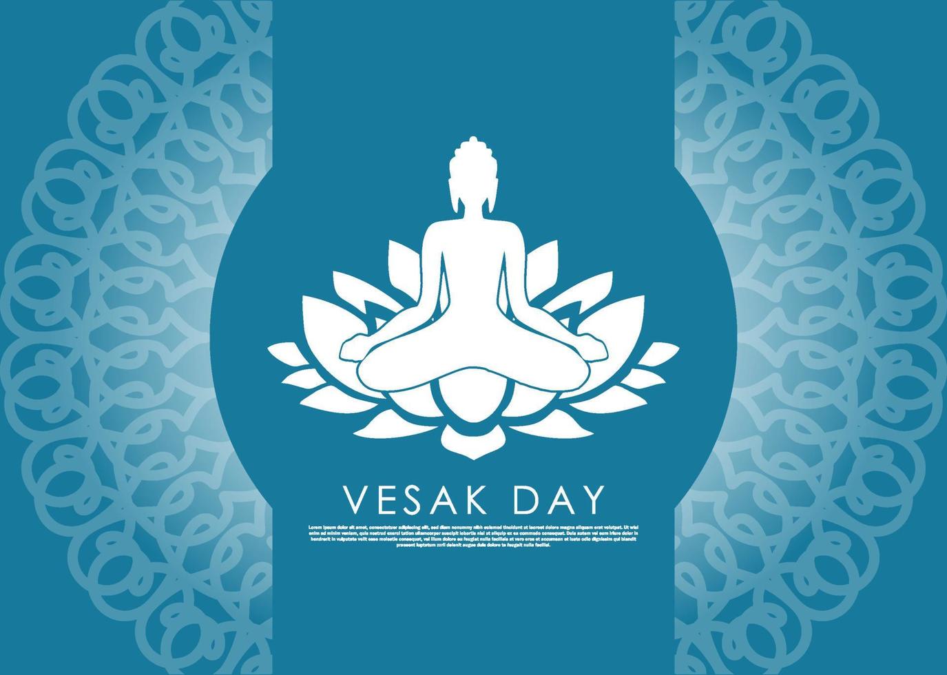 Vesak day invitation illustration, ornament background in light blue color vector