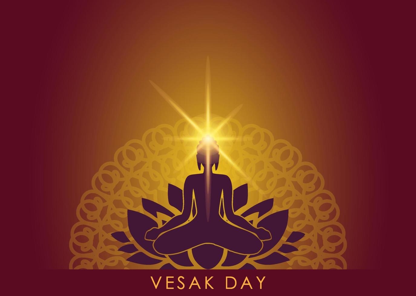 Happy Vesak day Buddha background, Vesak day celebration with mandala ornament background vector