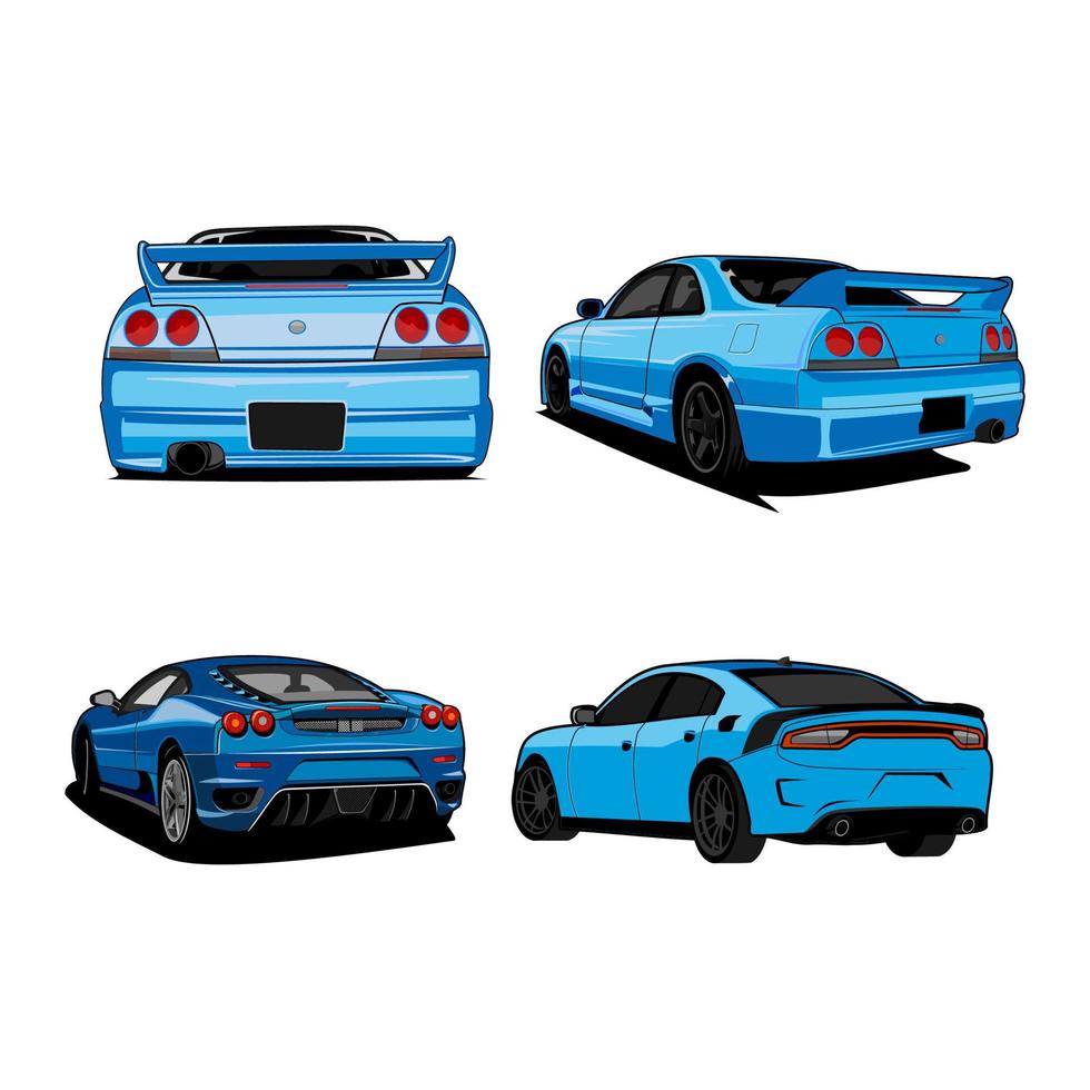 bundle set car sport  back view vector