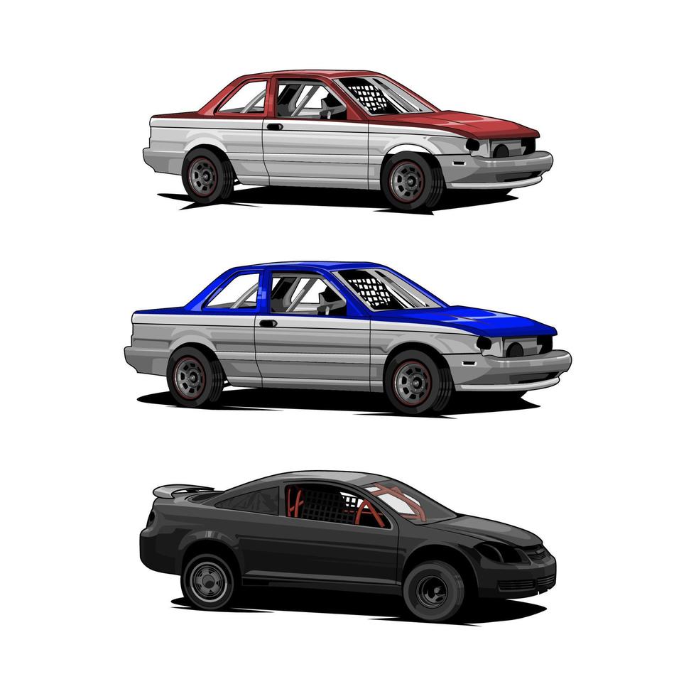 paquete conjunto stock car vector de carreras