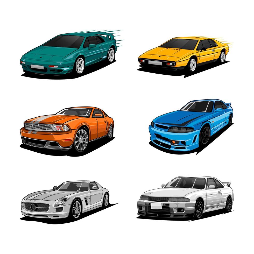 bundle set car sport vector