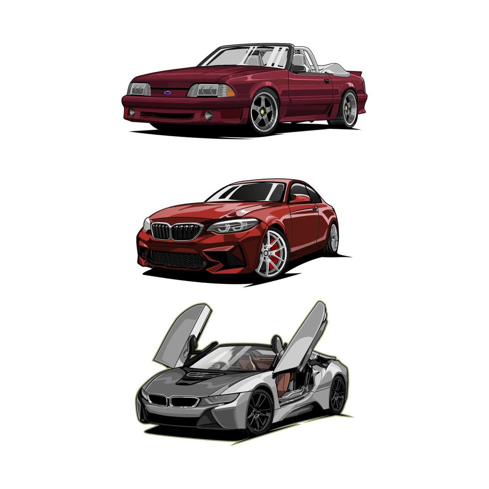 bundle set car sport vector