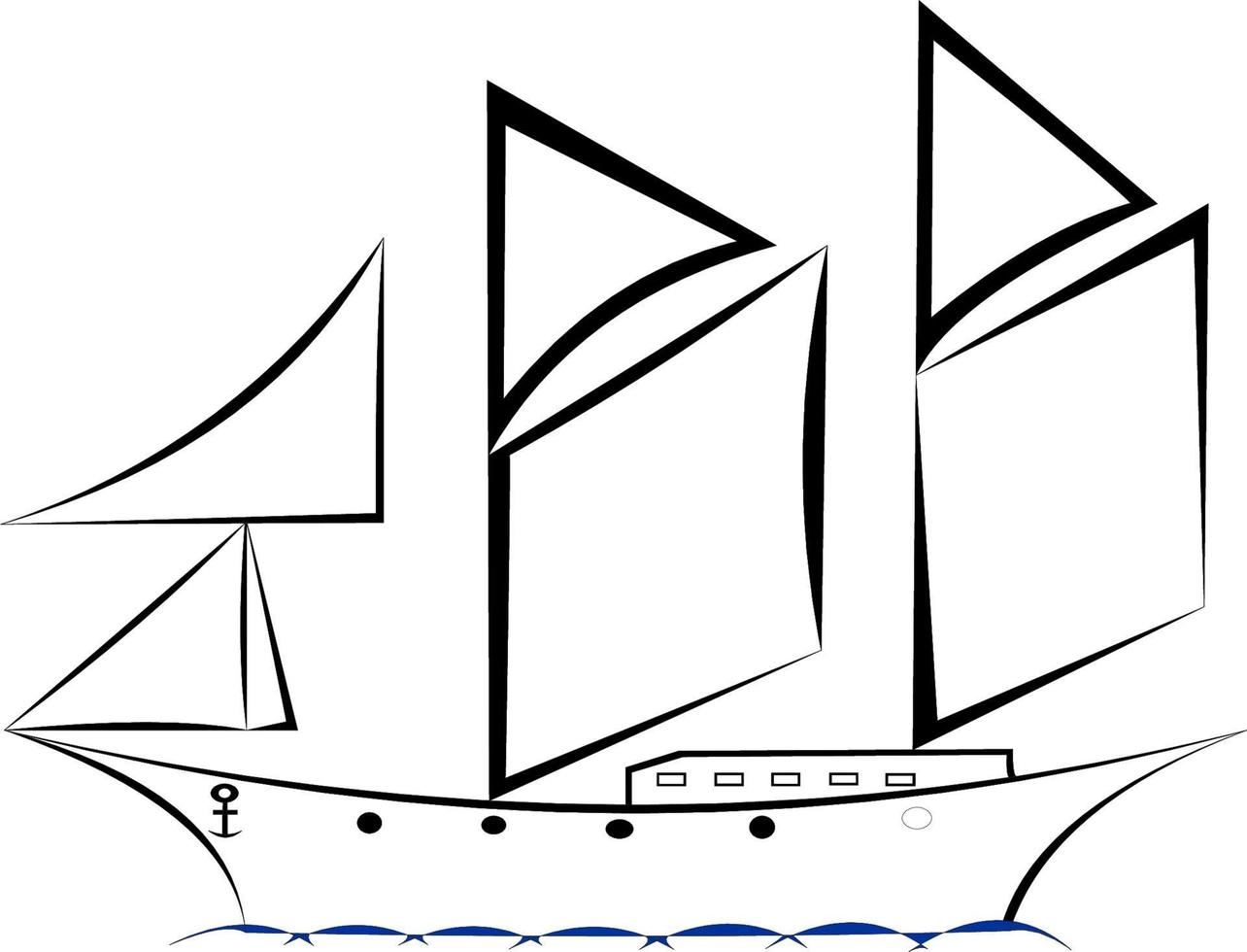 phinisi boat illustration vector