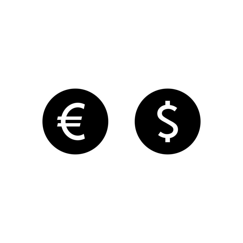 euro y dólar dinero logo icono signo símbolo vector