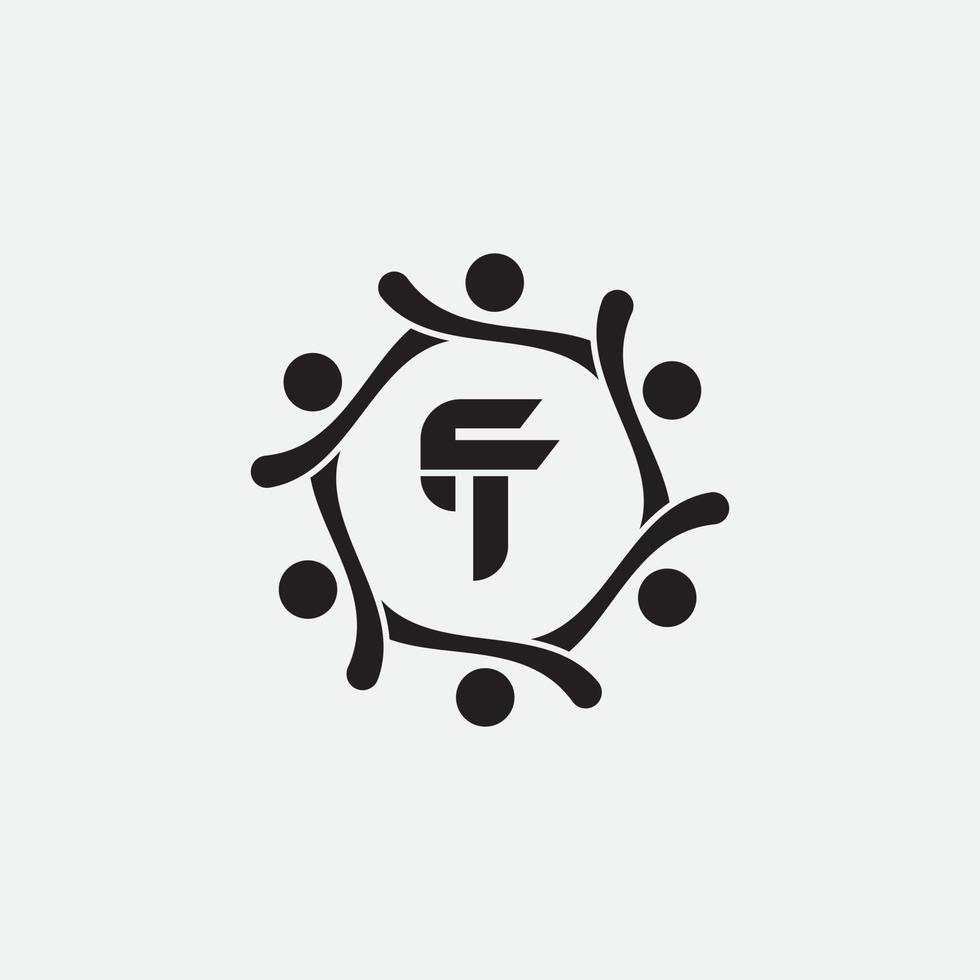 Initial letter tf or ft logo vector design template