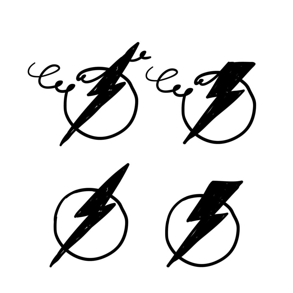 hand drawn thunderbolt lightning icon doodle vector