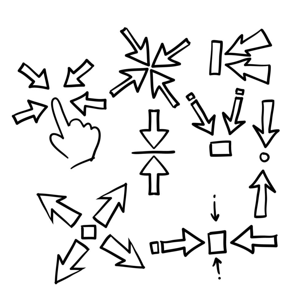 hand drawn Simple Set of Scaling arrow Related Vector Line Icons. doodle style