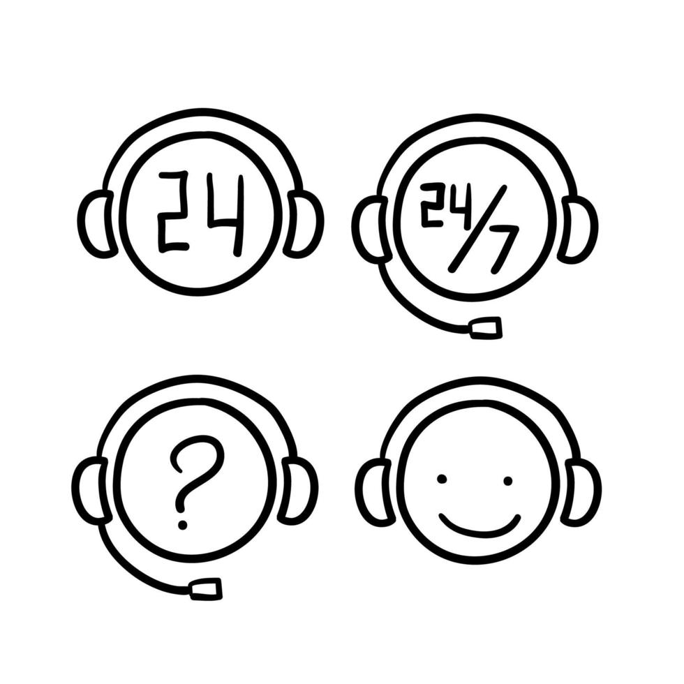 hand drawn doodle customer support icon illustration vector isolated