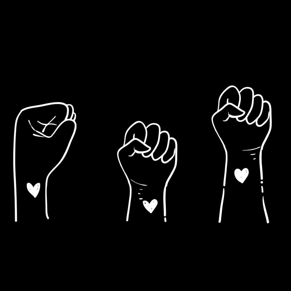 Hand drawn fist symbol for black lives matter protest in USA to stop violence to black people. Fight for human right of Black People in U.S. America. doodle vector