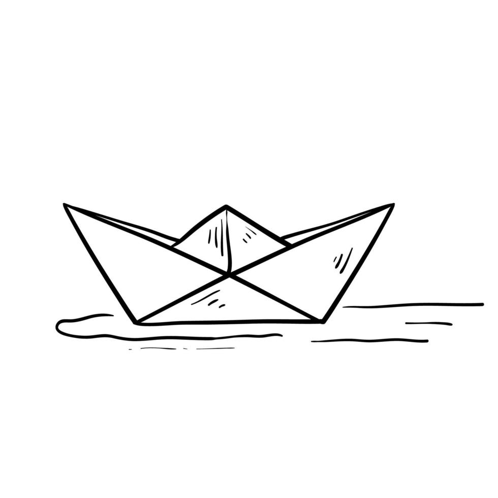 icono de ilustración de garabato de barco de papel dibujado a mano aislado vector