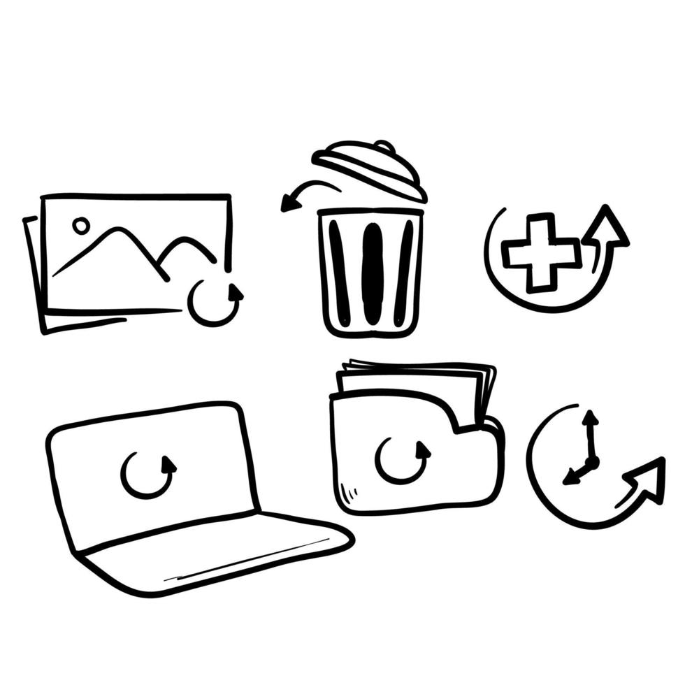 hand drawn Simple Set of Recovery Related Vector Line Icons. in doodle drawing style vector