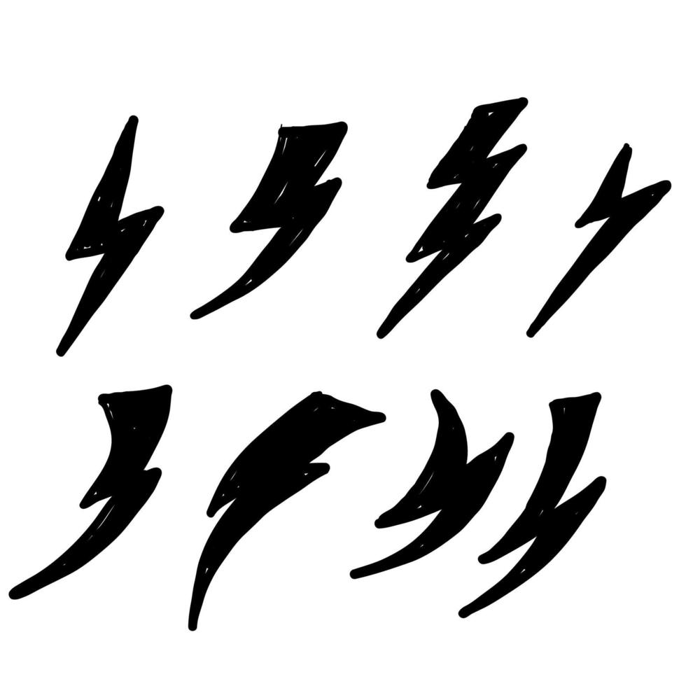 hand drawn thunderbolt lightning icon doodle vector