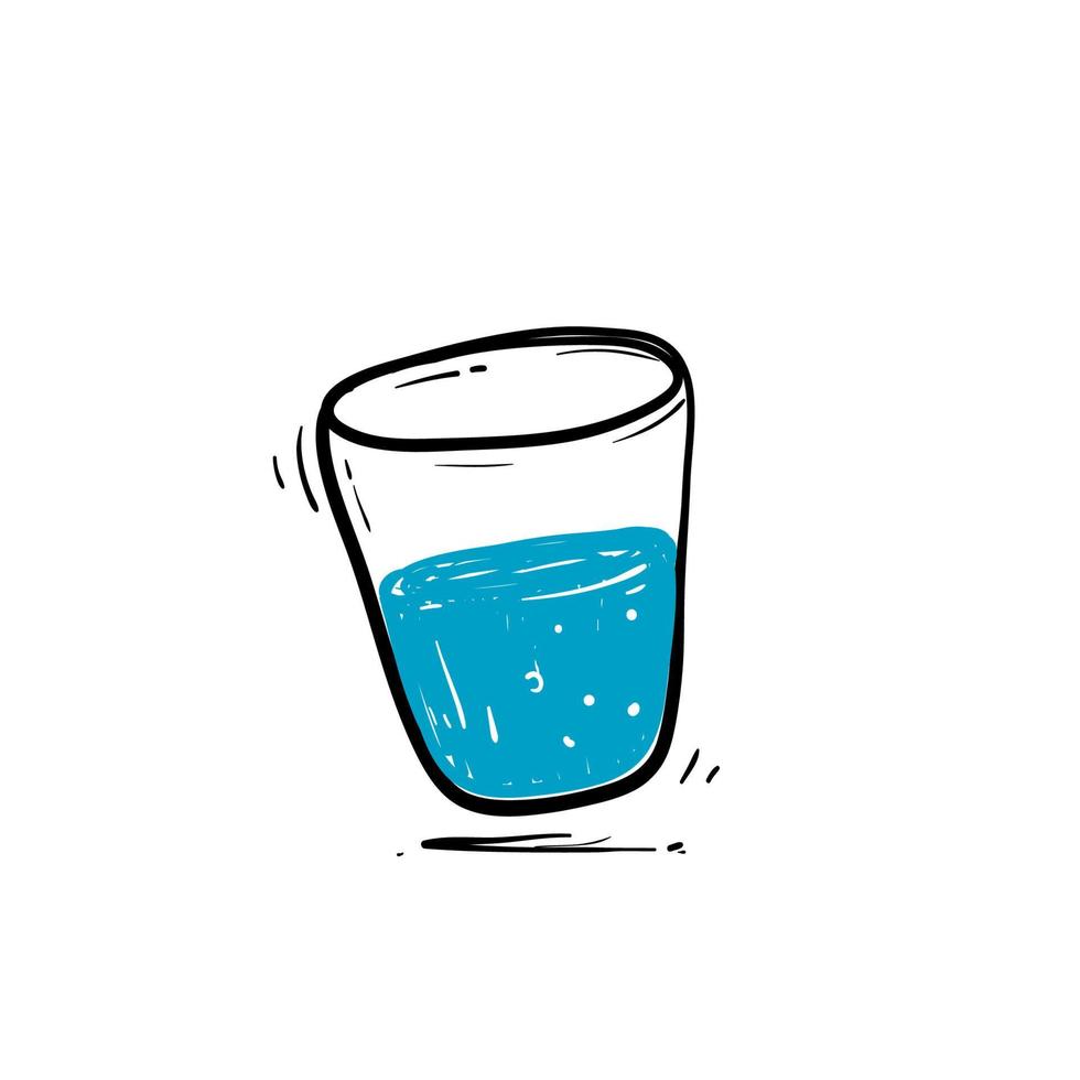 hand drawn glass of water drink illustration icon doodle vector