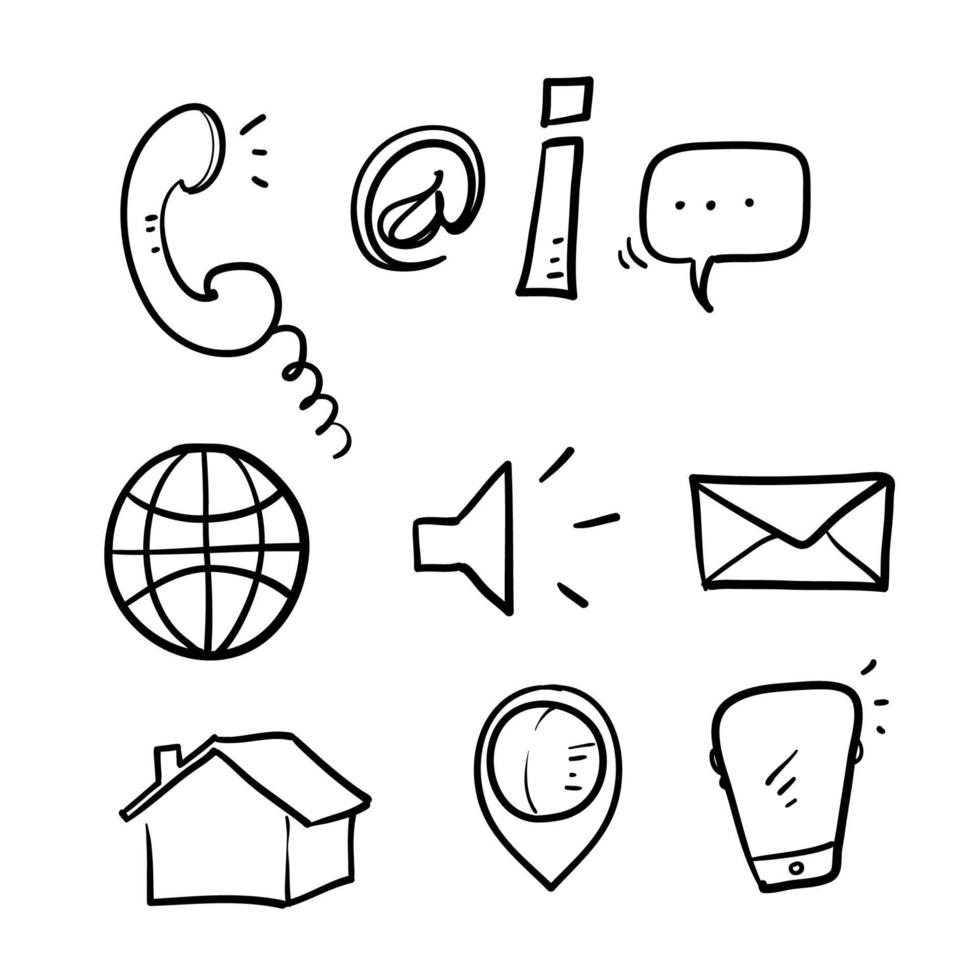 hand drawn doodle contact icon illustration vector isolated background