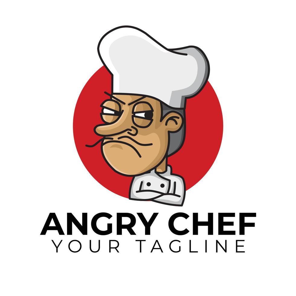 angry chef mascot cartoon logo design vector