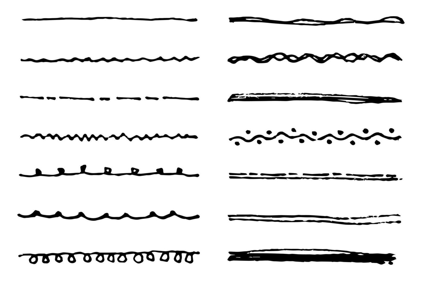 Vector set of hand drawn underline.