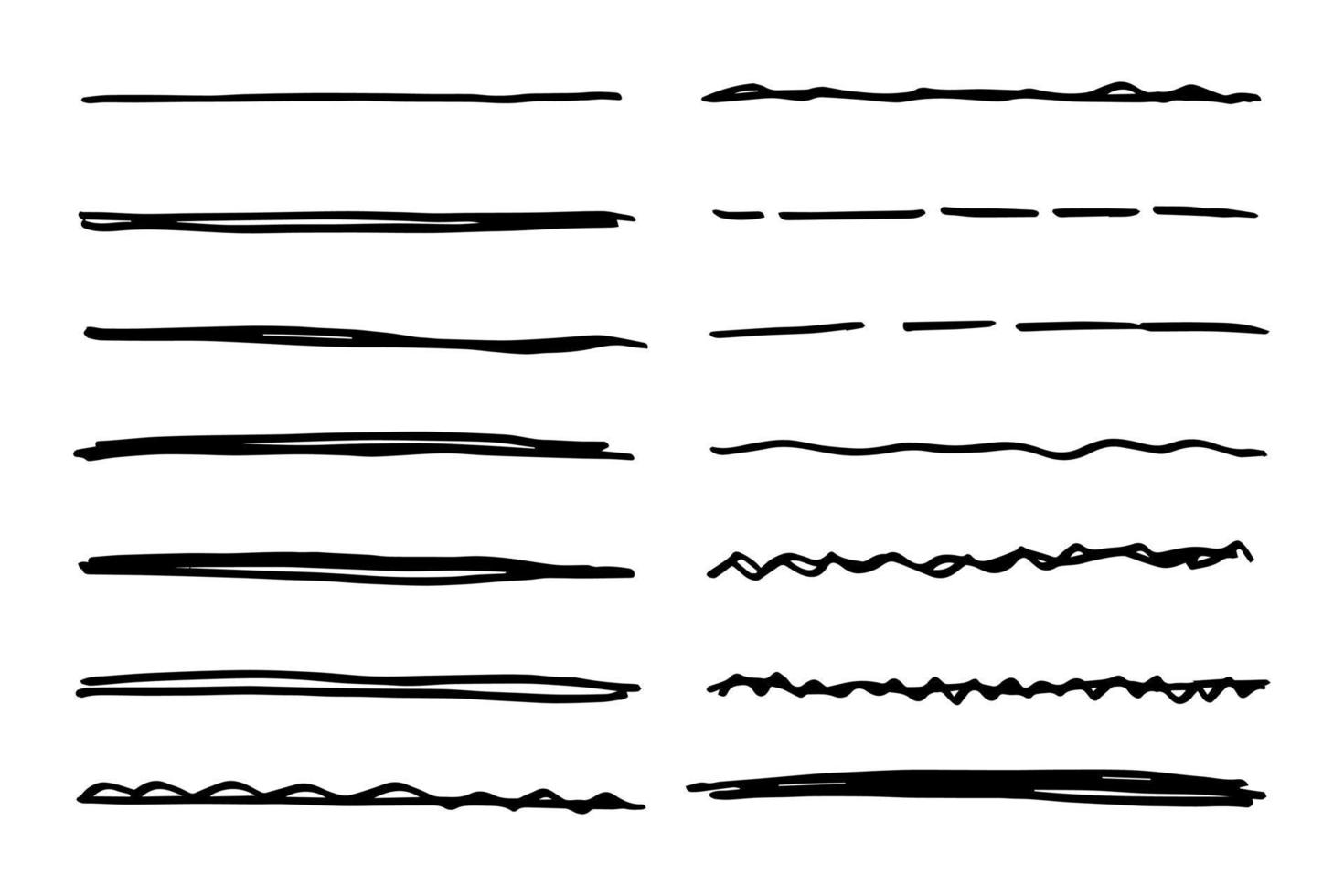 Vector set of hand drawn underline.