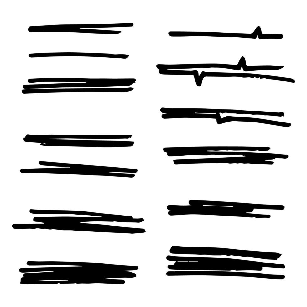 Vector set of hand drawn underline.