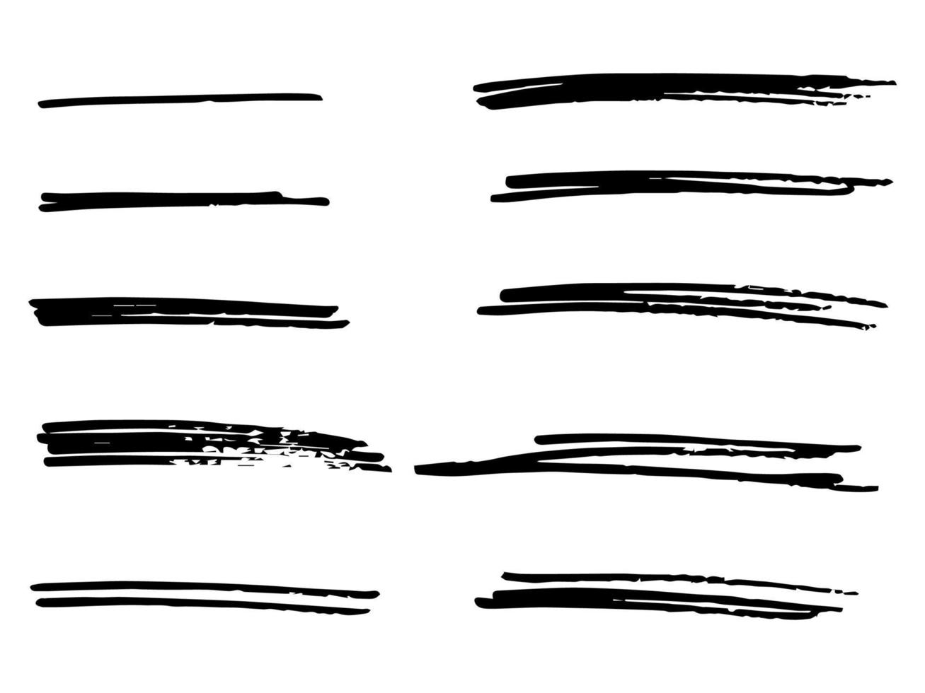 Vector set of hand drawn underline.