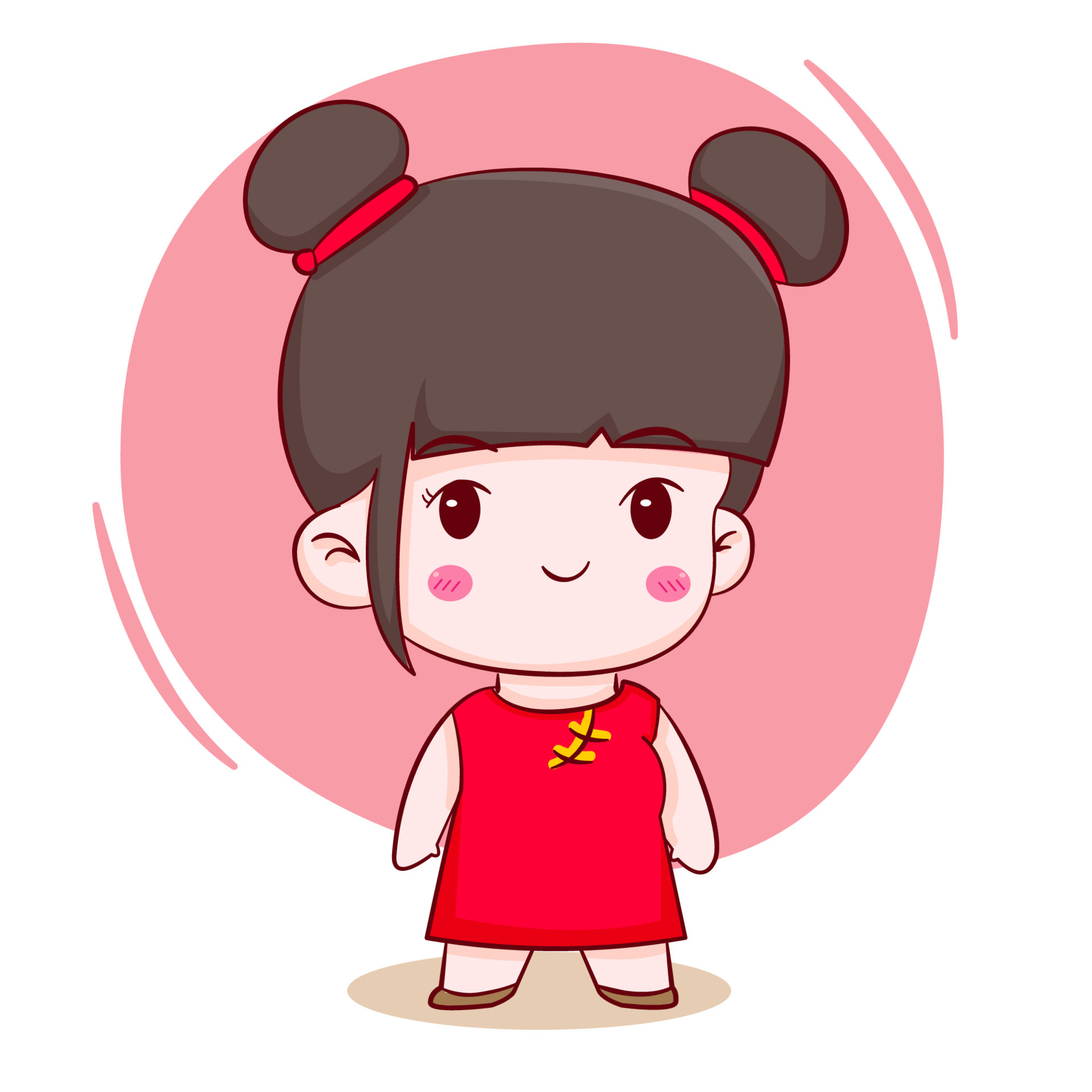 Cute cartoon character of Chinese girl Hand drawn style flat character  isolated background 5928473 Vector Art at Vecteezy