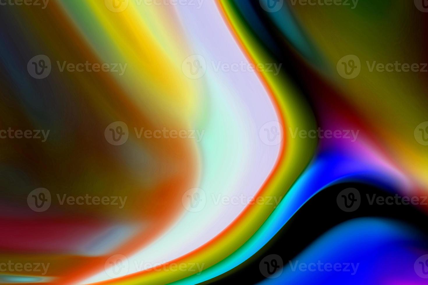 arco iris abstracto azul y amarillo onda cromática distorsionada arco iris luz efecto de ensueño fluidos superpuestos patrón dinámico en colorido. foto