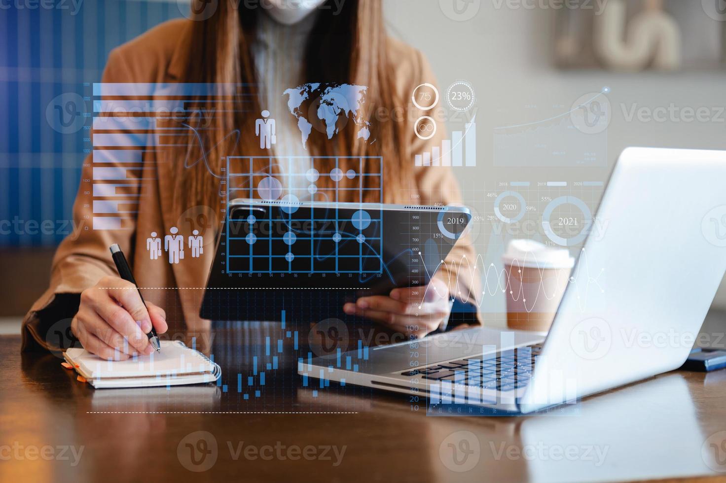 Intelligence and business analytics with dashboard concept.Website designer working photo