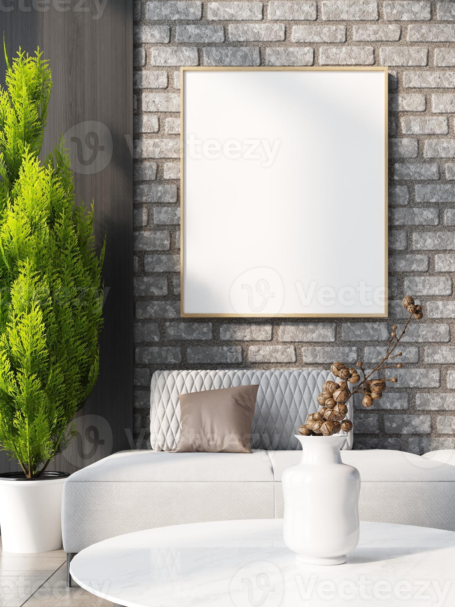 Living room interior house floor template background frame mock up design  copy space 3d render 5929044 Stock Photo at Vecteezy