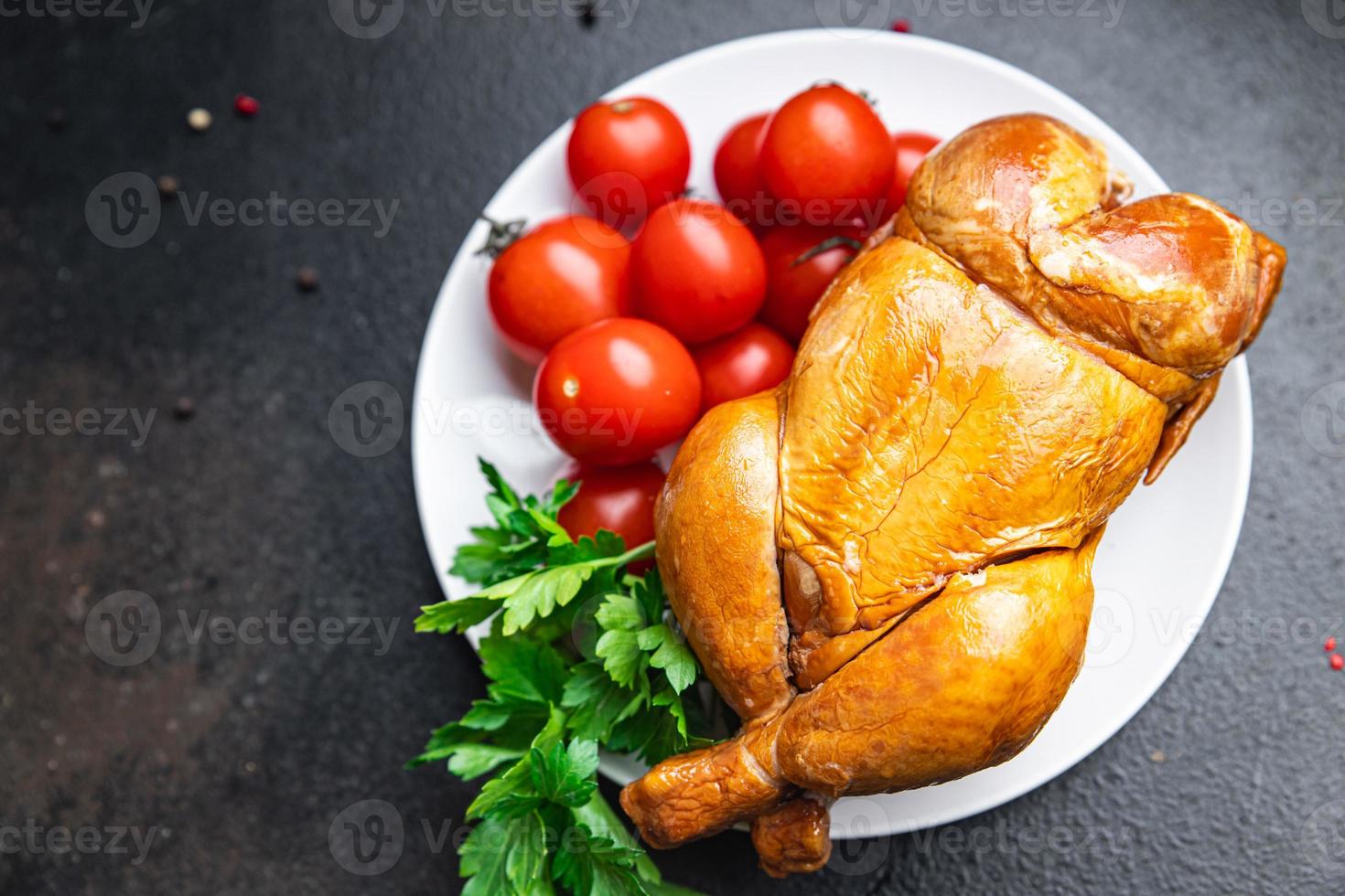 whole chicken baked fried festive table smoked poultry meat fresh