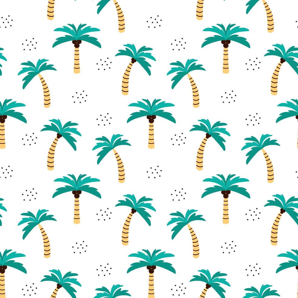 pattern with palm trees. Pattern with tropical trees. Vector hand-drawn pattern.