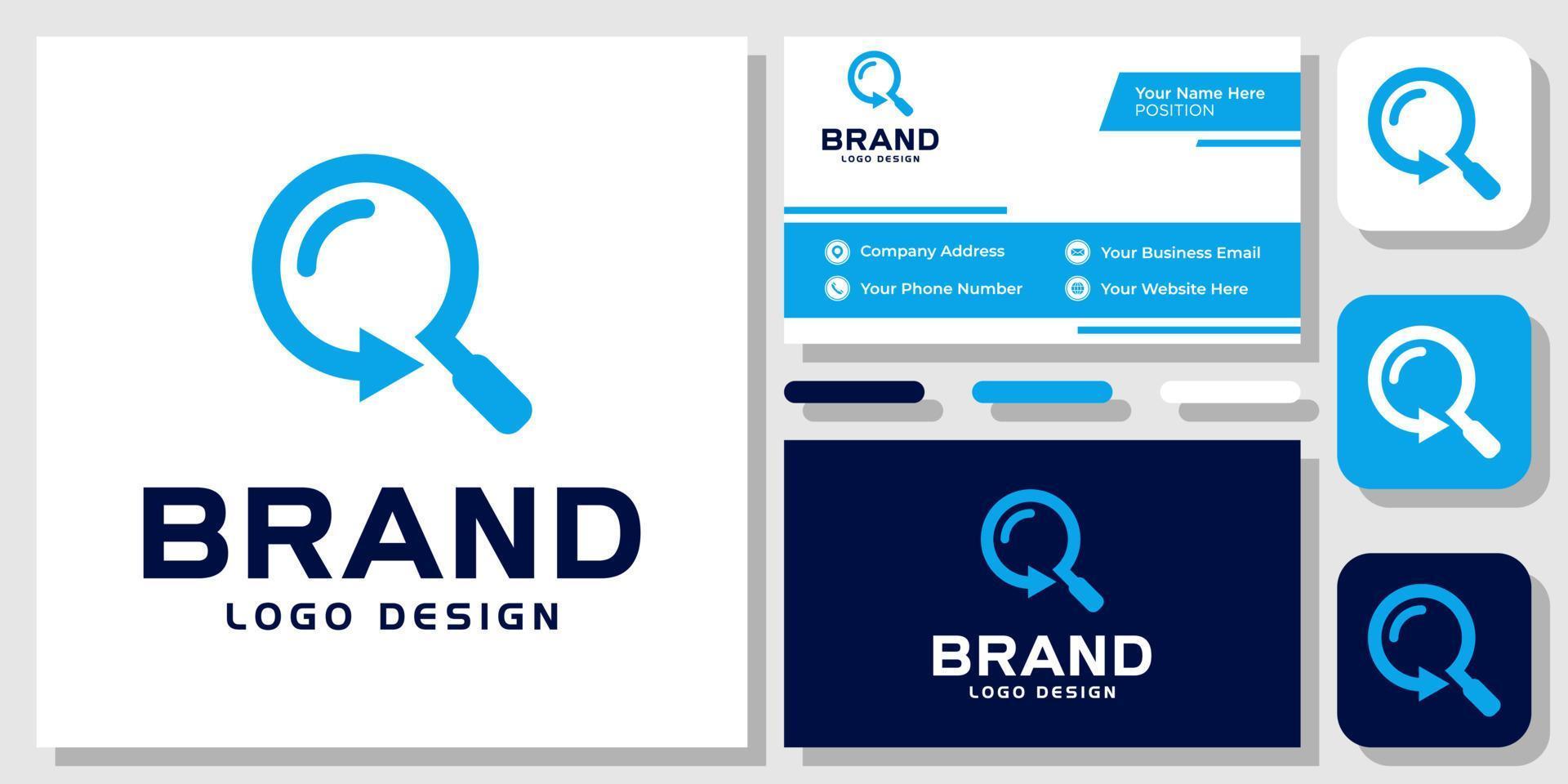 Magnifying Glass Recycle Search Find Arrow Magnifier Science Logo Design with Business Card Template vector