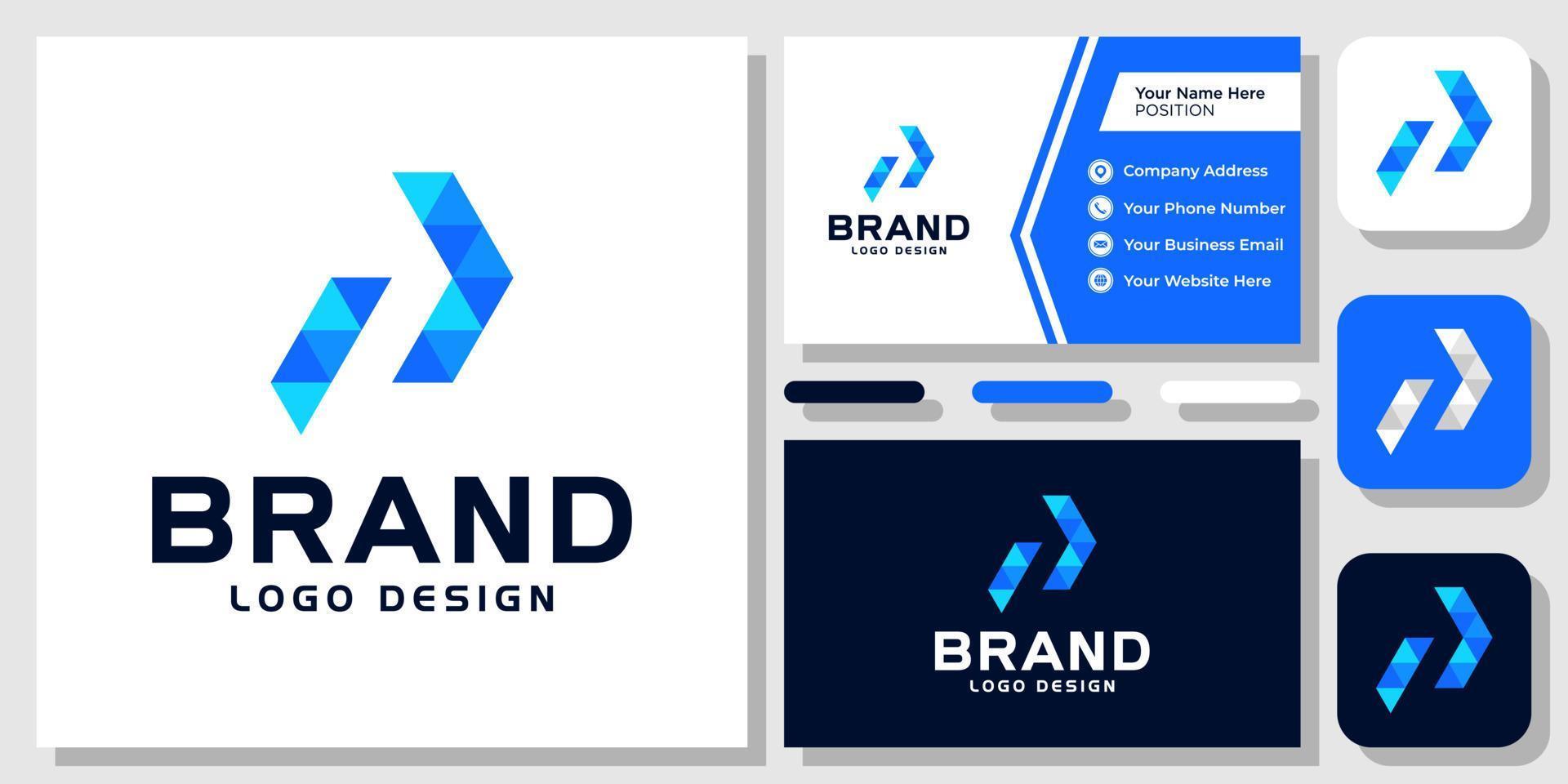 Initial Letter P Arrow Up Success Triangle Geometric Modern Logo Design with Business Card Template vector