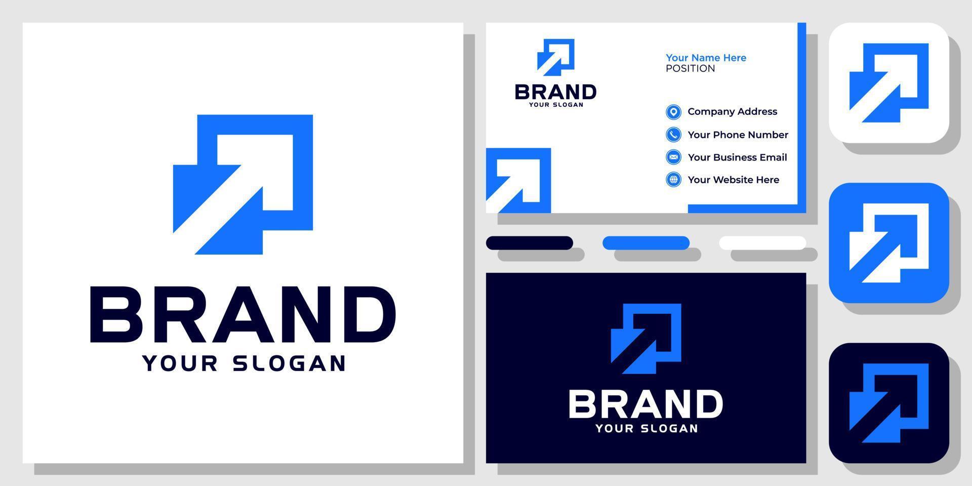 Square Arrow Box Forward Up Success Growth Finance Modern Logo Design with Business Card Template vector