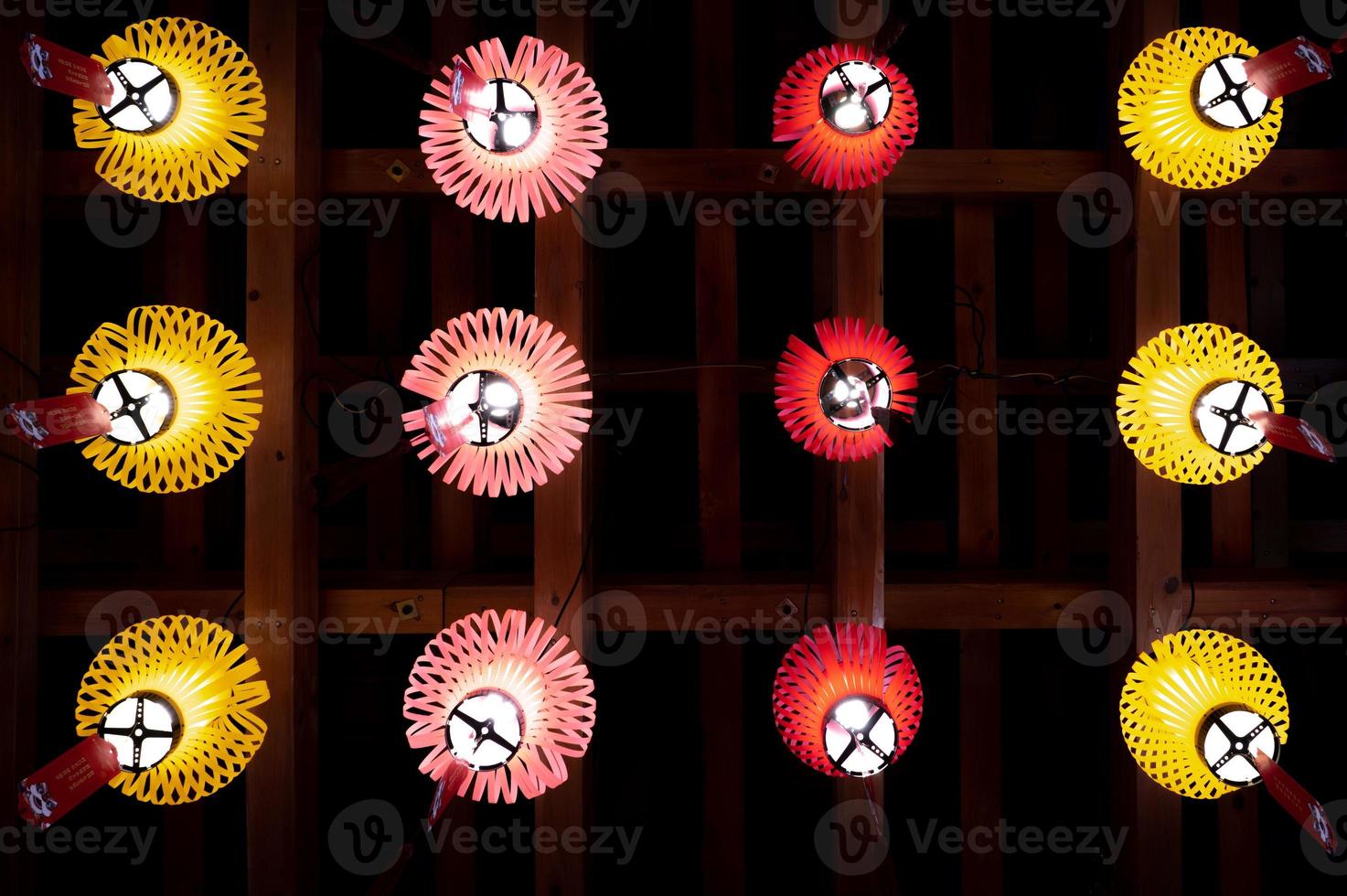 The roof is covered with Chinese traditional festival lanterns of various colors and styles photo