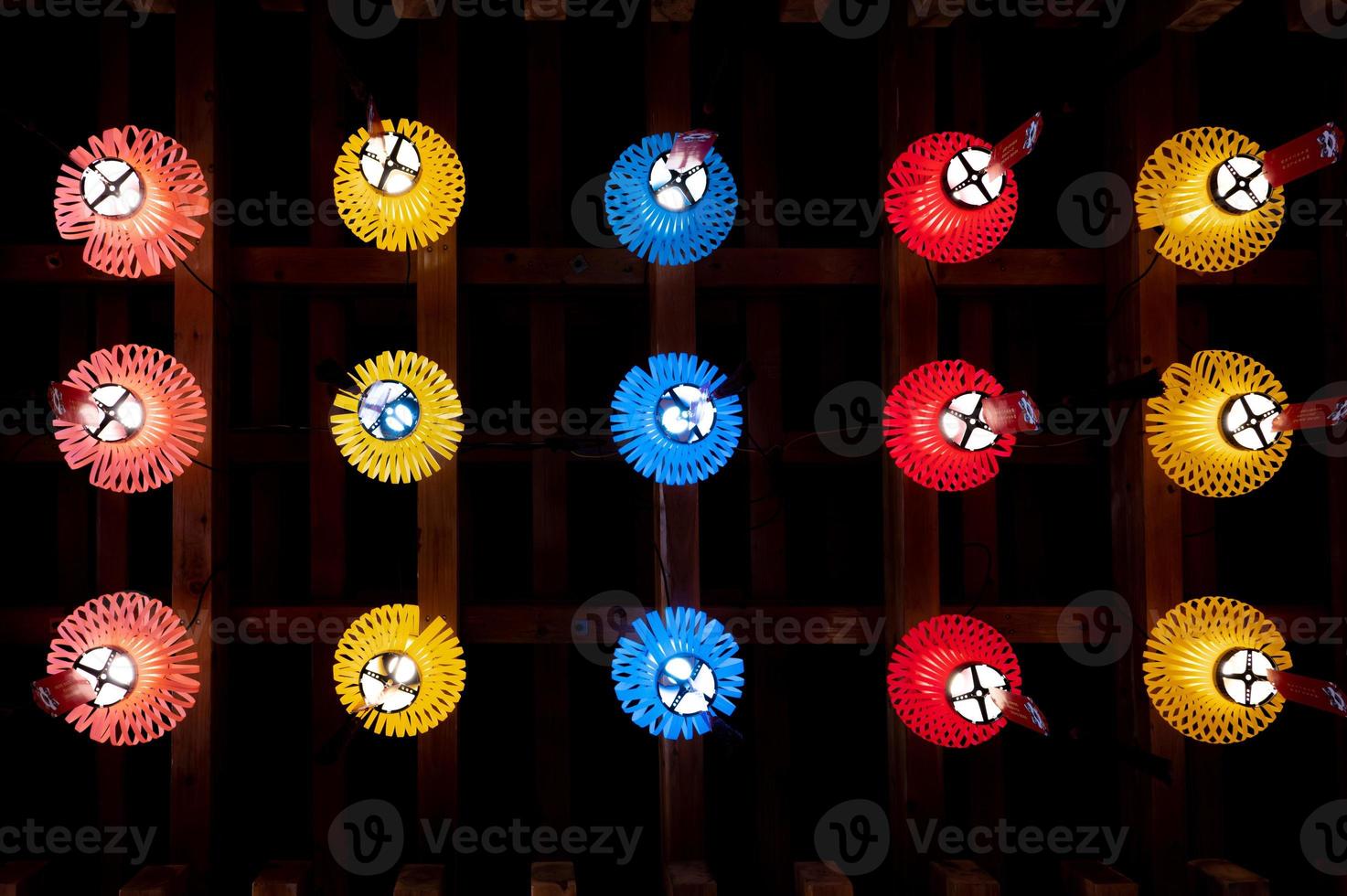 The roof is covered with Chinese traditional festival lanterns of various colors and styles photo