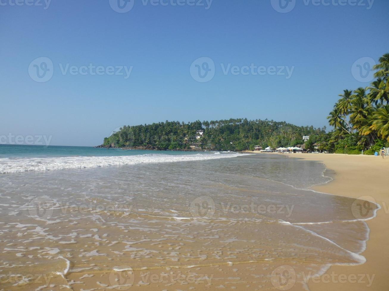 Wide tidal wave on the beach photo