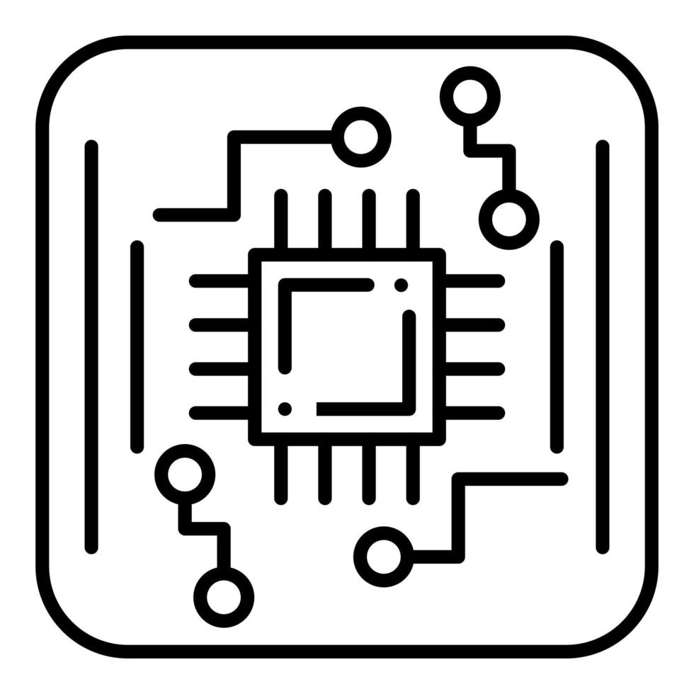 icono de línea de placa de circuito vector