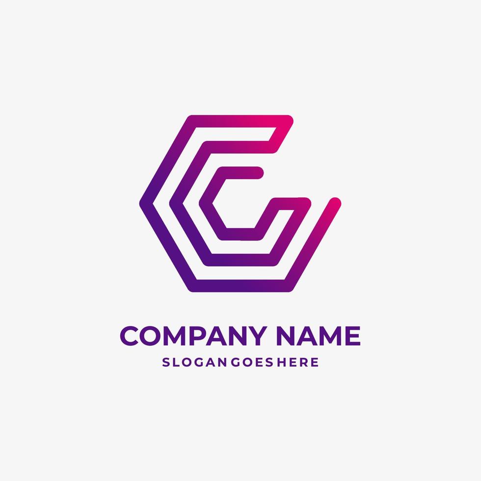 Hexagon C Letter Logo Design Template vector