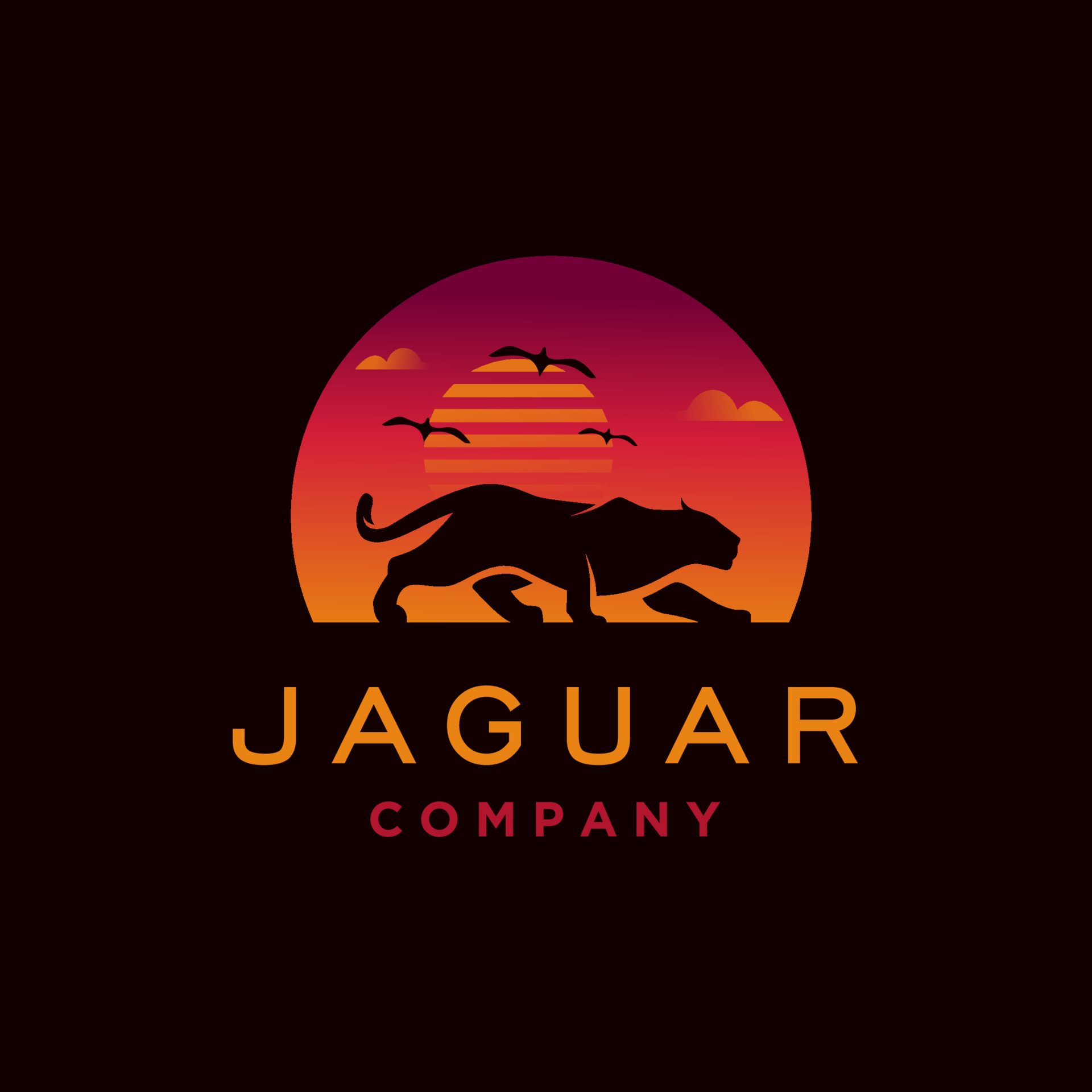 jaguar with sunset logo design 5931501 Vector Art at Vecteezy