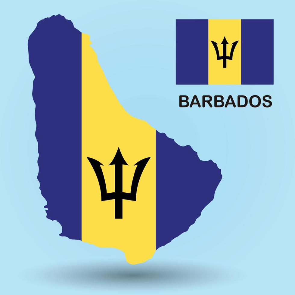 mapa de barbados y fondo de bandera vector