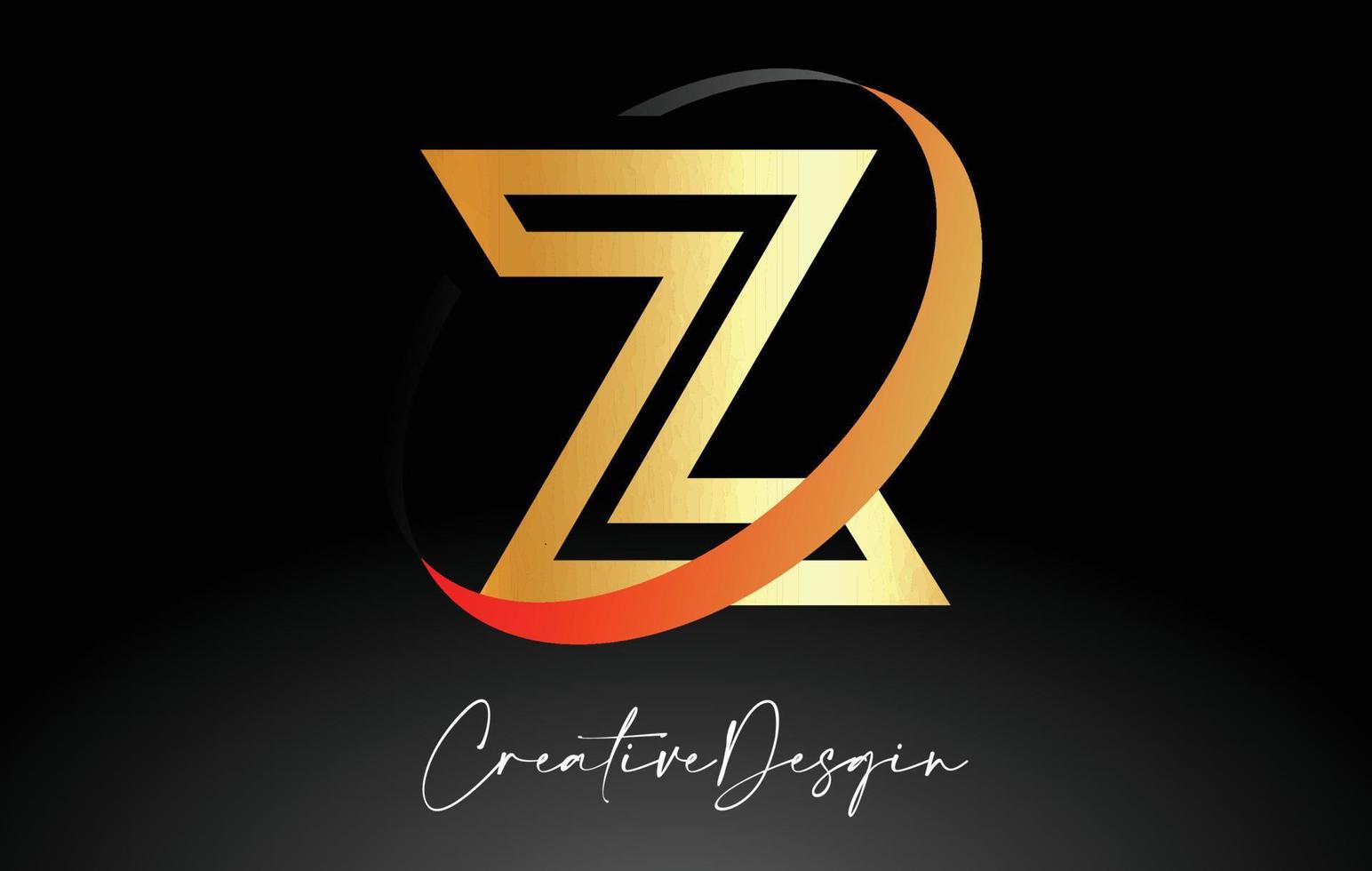 diseño de logotipo de letra z de contorno en icono de vector de colores negro y dorado