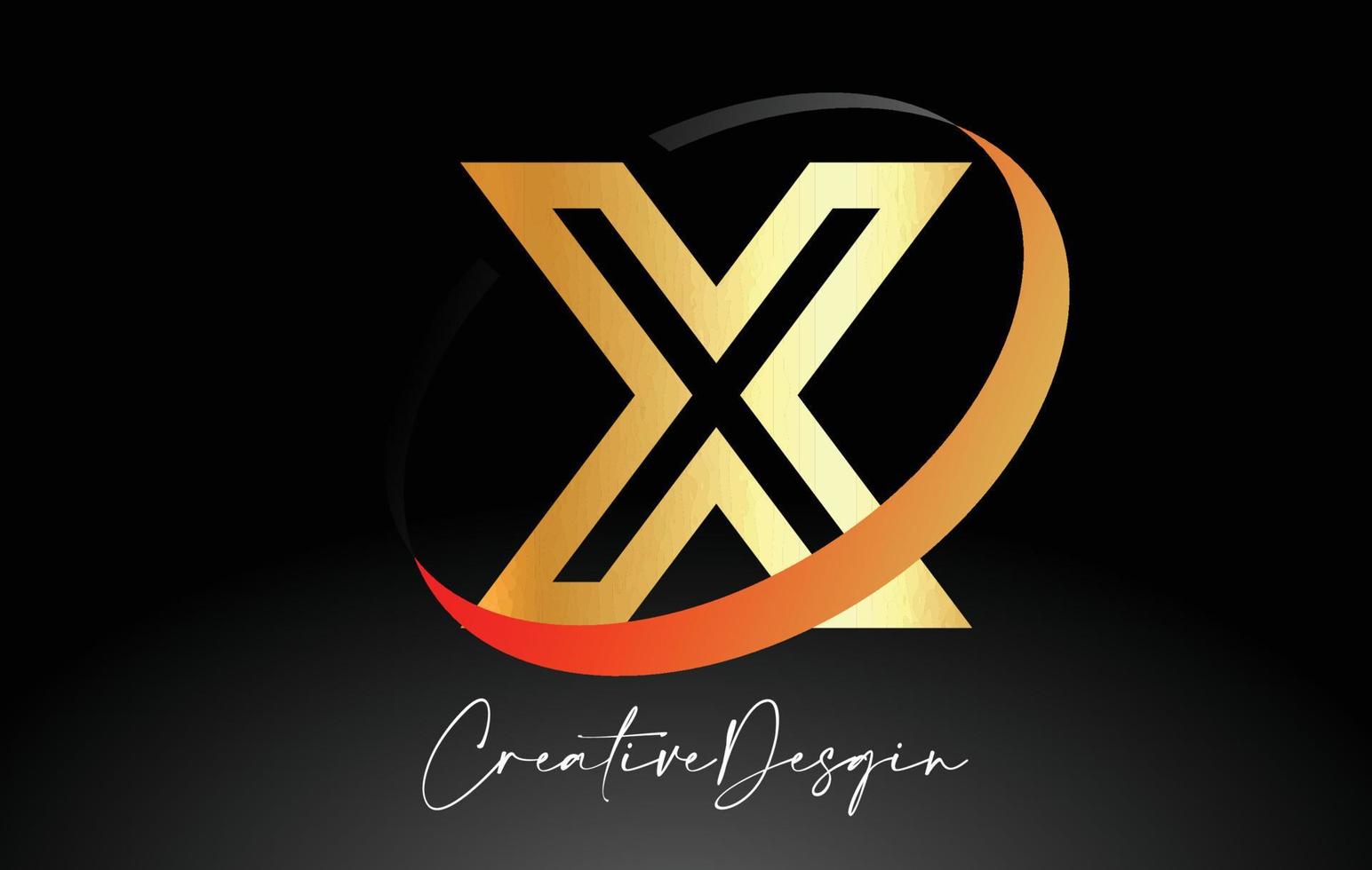 diseño de logotipo de letra x de contorno en icono de vector de colores negro y dorado