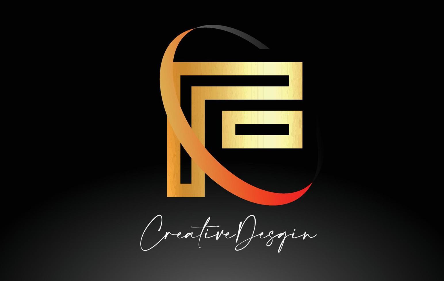 diseño de logotipo de letra f de contorno en icono de vector de colores negro y dorado