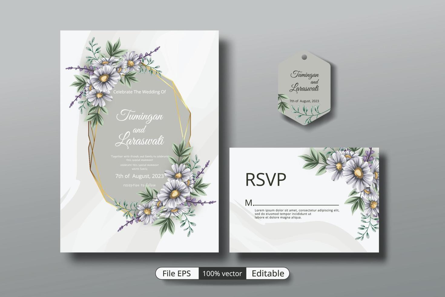 una hermosa plantilla de invitación de boda de lujo que hará que el evento de la fiesta sea más perfecto. vector