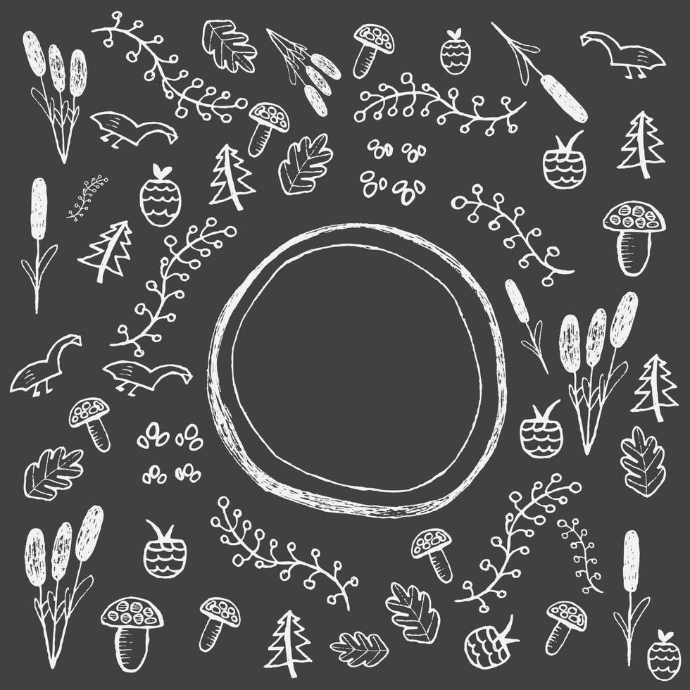 Hand drawn forest elements. vector