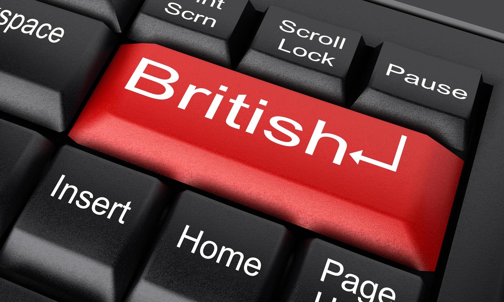 British word on red keyboard button photo