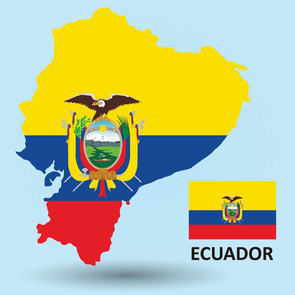 mapa de ecuador y fondo de bandera vector