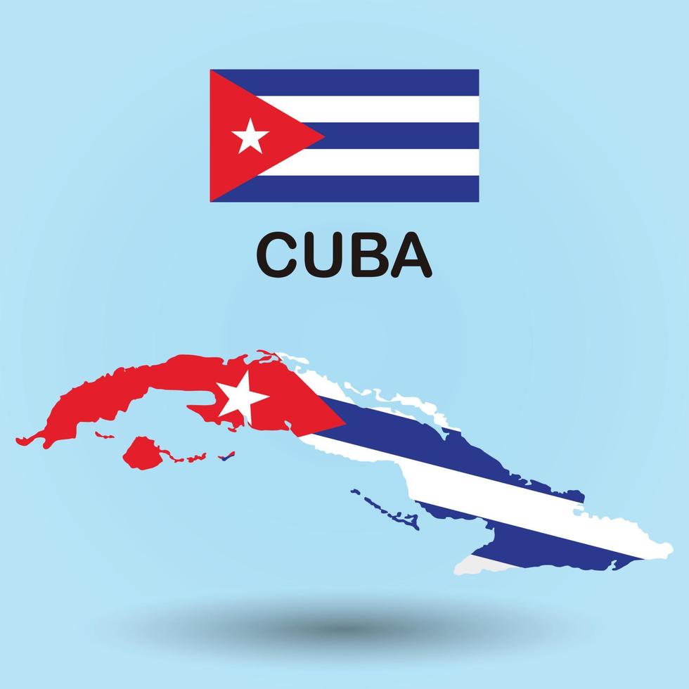 mapa de cuba y fondo de bandera vector