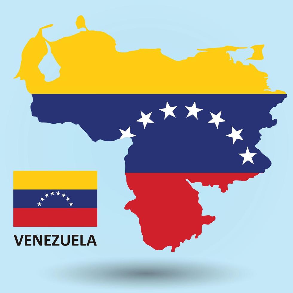 mapa de venezuela y fondo de bandera vector